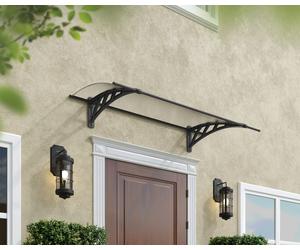 Door Canopy 1.4x0.9m Awning Rain Shelter Front Back Porch Grey Frame Neo