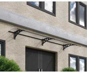 Door Canopy 2.7x0.9m Awning Rain Shelter Front Back Porch Grey Frame Neo