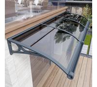 Door Canopy Awning Polycarbonate Grey Cover,Strong Shelter Roof Protecting Patio,Doors & Windows,from Natural Elements Such as rain,Snow and Winds,UV Resistant,Grey Aluminum Bracket (120 x 190cm)