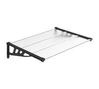 Door Canopy Black/Transparent 122x90cm Polycarbonate ABS Aluminium Porch