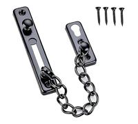 Door Chain Lock, Black 304 Stainless Steel Security Chains with Safety Spring, Anti-Theft Doors Chain with Screws, Doors Chains for Front Door, Security for Family Hotel Apartment Bedroom