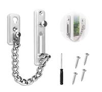 Door Chain Lock for Front Door - Heavy-Duty Security Chain with Screwdriver and 4 Screws for Home & Office - Silver Metal Construction for Enhanced Safety Security for Home, Hotel