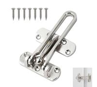 Door Chain Lock for Front Door - Heavy Duty Swing Bar Guard Lock with Safety Chain, Childproof Door Latch for Home, Apartment, Hotel, Dormitory - Reinforcement Door Security Stopper, Silver