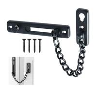 Door Chain Lock,Stainless Steel Door Chain Locks with Safety Spring,Black Chain Lock with Screws,17CM Anti-Theft Push Closure Door Locks,Heavy Duty Latch Chain Lock for Door Security(Black）