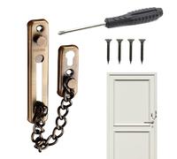 Door Chain No Drilling, Stainless Steel Door Chain, Abus Door Chain, Front Door, (1 Anti-Theft Chain, 4 Screws, 1 Screwdriver), 6 Pieces in Total, for Home, Hotel, Interior Doors and Windows (Bronze)