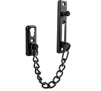 Door Chain with Spring Mechanism 4 Screws for Easy Installation | Robust door safety chain for more safety in the home, hotel and apartment (black)