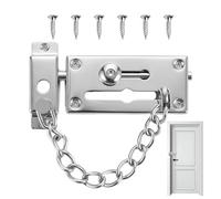 Door Chains for Front Door, Heavy Duty Door Security Chain with 6 Screws, Narrow Design Door Limiter, Silver Door Chain Lock for Enhanced Apartment Security, Childproofing and Rental Property Safety