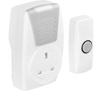 Masterplug Wireless Plug in DoorBell with IP44 Rated Push Button, Battery Operated, BDCPT100-MP