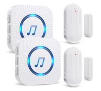 Door Chime,Wireless Door Open Alarm-SANJIE Door Entry Chime with 55 Chimes 5 Adjustable Volume Mute Mode for Business/Home/Store, Pool Alarm with 1000ft Range LED Indicators, 1 Receivers + 1 Sensors