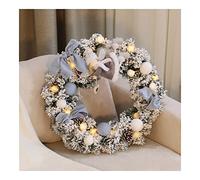 Door Christmas Wreath With Lights And Cute Angel,Snow 20 Inch/50in Christmas Wreaths White Xmas Wreath For Indoor Holiday Decor (Color : Pink) (Blue)