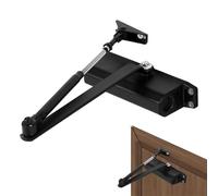 Door Closer, Automatic Heavy Duty Thicken Aluminum Alloy Door Closers,Latching Speed & Closing Speed Adjustable Ultra-Quiet Hydraulic Door Closure for 45-65kg Doors (Black, M, Automatic)