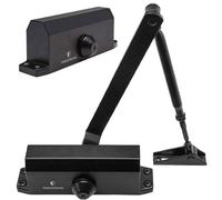 Door Closer Black FS-1306B Automatic Adjustable Mechanism Grade 3 Spring Hydraulic Auto Door-Closer with Easy Installation Life Size Fitting Template & Instructions & Installation Video