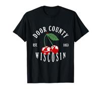 Door County Pink Cherries Wisconsin Vacation Vintage Travel T-Shirt