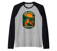 Door County Wisconsin Scenic Sunset Cute Wildlife Travel Raglan Baseball Tee