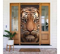 Door Cover Decorations, 3D Tiger Head Door Banner Backdrop Seasonal Porch Door Sign Photo Background Party Decor for Indoor Outdoor Garden Hanging Banner 35.4 X 72.8 Inch