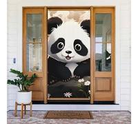Door Cover Decorations, Cute Panda Animal Door Banner Backdrop Seasonal Porch Door Sign Photo Background Party Decor for Indoor Outdoor Garden Hanging Banner 35.4 X 72.8 Inch