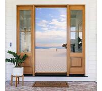Door Cover Decorations, Romantic White Sand Landscape Door Banner Backdrop Seasonal Porch Door Sign Photo Background Party Decor for Indoor Outdoor Garden Hanging Banner 35.4 X 72.8 Inch