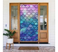 Door Cover Water Lily Mermaid Scales Door Banner Welcome Door Decoration Yard Banner Sign Photo Background Porch Banners Spring Summer Seasonal Party Decor Indoor Outdoor Door Curtain 35.4x72.8 Inch