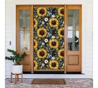 Door Covers Decorations - Classic Daisy Sunflower Print Fall Winter Door Banners for Front, Spring Summer Sign Cover Banner Hanging Backdrop for Outdoor Indoor Eve Wall Decor Supplies 6x3 Ft
