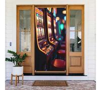 Door Covers Decorations - Modern Casino Print No.17 Fall Winter Door Banners for Front, Spring Summer Sign Cover Banner Hanging Backdrop for Outdoor Indoor Eve Wall Decor Supplies 6x3 Ft