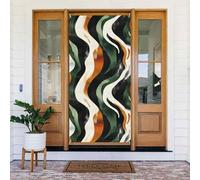 Door Covers Decorations - Spring Summer Abstract Green Lines Print Door Banners for Front, Winter Fall Sign Cover Banner Hanging Backdrop for Outdoor Indoor Eve Wall Decor Supplies 6x3 Ft