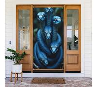 Door Covers Decorations - Spring Summer Abstract Serpents Blue Print No.10 Door Banners for Front, Winter Fall Sign Cover Banner Hanging Backdrop for Outdoor Indoor Eve Wall Decor Supplies 6x3 Ft