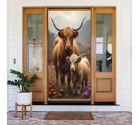 Door Covers Decorations - Spring Summer Classic Bull Walnut Print No.101 Door Banners for Front, Winter Fall Sign Cover Banner Hanging Backdrop for Outdoor Indoor Eve Wall Decor Supplies 6x3 Ft