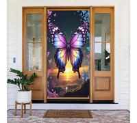 Door Covers Decorations - Spring Summer Classic Butterfly Orchid Print No.872 Door Banners for Front, Winter Fall Sign Cover Banner Hanging Backdrop for Outdoor Indoor Eve Wall Decor Supplies 6x3 Ft
