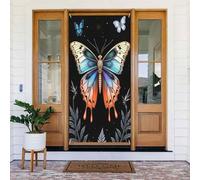 Door Covers Decorations - Spring Summer Classic Butterfly Print No.808 Door Banners for Front, Winter Fall Sign Cover Banner Hanging Backdrop for Outdoor Indoor Eve Wall Decor Supplies 6x3 Ft