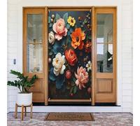 Door Covers Decorations - Spring Summer Colorful Bouquet Print No.242 Door Banners for Front, Winter Fall Sign Cover Banner Hanging Backdrop for Outdoor Indoor Eve Wall Decor Supplies 6x3 Ft