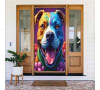 Door Covers Decorations - Spring Summer Cute Colorful Staffordshire Print No.10 Door Banners for Front, Winter Fall Sign Cover Banner Hanging Backdrop for Outdoor Indoor Eve Wall Decor Supplies 6x3 Ft