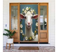 Door Covers Decorations - Spring Summer Daisy Goat Print No.437 Door Banners for Front, Winter Fall Sign Cover Banner Hanging Backdrop for Outdoor Indoor Eve Wall Decor Supplies 6x3 Ft