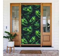 Door Covers Decorations - Spring Summer Green Lightning Dinosaur Skull Print Door Banners for Front, Winter Fall Sign Cover Banner Hanging Backdrop for Outdoor Indoor Eve Wall Decor Supplies 6x3 Ft