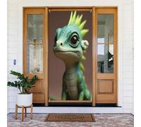 Door Covers Decorations - Spring Summer Kawaii Lizard Green Print No.568 Door Banners for Front, Winter Fall Sign Cover Banner Hanging Backdrop for Outdoor Indoor Eve Wall Decor Supplies 6x3 Ft