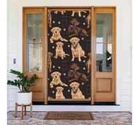 Door Covers Decorations - Spring Summer Labrador Dog Paw Print Door Banners for Front, Winter Fall Sign Cover Banner Hanging Backdrop for Outdoor Indoor Eve Wall Decor Supplies 6x3 Ft