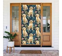 Door Covers Decorations - Spring Summer Labrador Tropical Floral Print Door Banners for Front, Winter Fall Sign Cover Banner Hanging Backdrop for Outdoor Indoor Eve Wall Decor Supplies 6x3 Ft