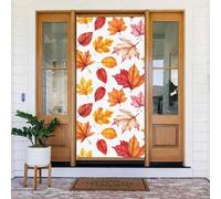 Door Covers Decorations - Spring Summer Maple Leaf Red Print Door Banners for Front, Winter Fall Sign Cover Banner Hanging Backdrop for Outdoor Indoor Eve Wall Decor Supplies 6x3 Ft