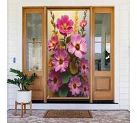 Door Covers Decorations - Spring Summer Modern Bouquet Orchid Print No.176 Door Banners for Front, Winter Fall Sign Cover Banner Hanging Backdrop for Outdoor Indoor Eve Wall Decor Supplies 6x3 Ft