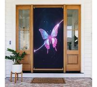 Door Covers Decorations - Spring Summer Modern Butterfly Orchid Print No.479 Door Banners for Front, Winter Fall Sign Cover Banner Hanging Backdrop for Outdoor Indoor Eve Wall Decor Supplies 6x3 Ft