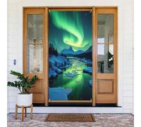 Door Covers Decorations - Spring Summer Northern Lights Print No.13 Door Banners for Front, Winter Fall Sign Cover Banner Hanging Backdrop for Outdoor Indoor Eve Wall Decor Supplies 6x3 Ft