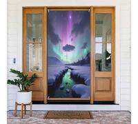 Door Covers Decorations - Spring Summer Northern Lights Print No.29 Door Banners for Front, Winter Fall Sign Cover Banner Hanging Backdrop for Outdoor Indoor Eve Wall Decor Supplies 6x3 Ft