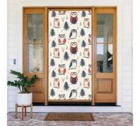 Door Covers Decorations - Spring Summer Owl in The Woods Print Door Banners for Front, Winter Fall Sign Cover Banner Hanging Backdrop for Outdoor Indoor Eve Wall Decor Supplies 6x3 Ft