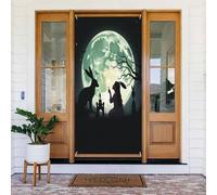 Door Covers Decorations - Spring Summer Rabbit Lady Moon Print No.92 Door Banners for Front, Winter Fall Sign Cover Banner Hanging Backdrop for Outdoor Indoor Eve Wall Decor Supplies 6x3 Ft