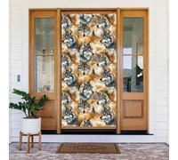 Door Covers Decorations - Spring Summer Wolf Head in The Woods Print Door Banners for Front, Winter Fall Sign Cover Banner Hanging Backdrop for Outdoor Indoor Eve Wall Decor Supplies 6x3 Ft
