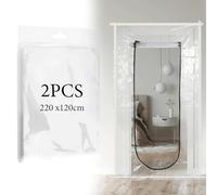 Door Covers Dust Barrier with Zip, 220x120cm U Shape Dust Barrier Door Kit, Construction Temporary Wall Screen Sheeting for Wall and Room Temporary Painting Protection (2)
