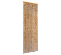 Door Curtain Brown Bamboo 56x185 cm Wooden Top Bar 56 Fine Stems Insect Privacy
