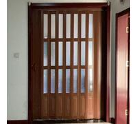 Door Curtain Folding Door, PVC Concertina Folding Door Magnetic Catch Trackless Design 196cm Height Customizable Sizes(198X196CM)