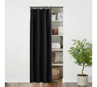 Door Curtain for Doorway Privacy,Closet Curtains for Bedroom Closet Door,Faux Accordion Thermal Insulated Blocking Keep Heat Out Air Conditioner Room Divider Curtains for Bedroom,80 Inch Length,Black