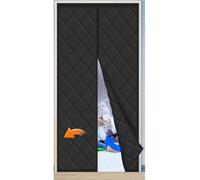 Door Curtain Magnetic Thermal Insulated Door Curtain Thickened Doorway Cotton Curtains Windproof Self-Close Keep Winter Warm Privacy Protect(Black,85cmx210cm)