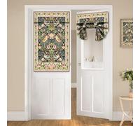 Door Curtains for Door Windows, William Morris Strawberry Thief Printed Door Window Curtains for French Glass Door, Privacy Thermal Insulated Tie Up Door Shades, Small Window Curtains 26 x 40 inch